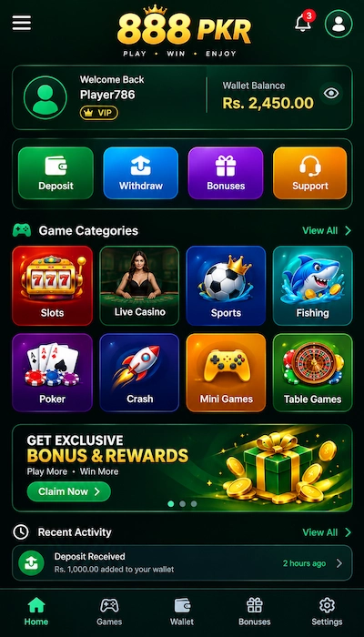 888 PKR Game Dashboard image
