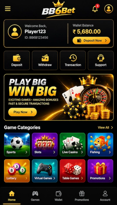 BB6Bet game Dashboard image