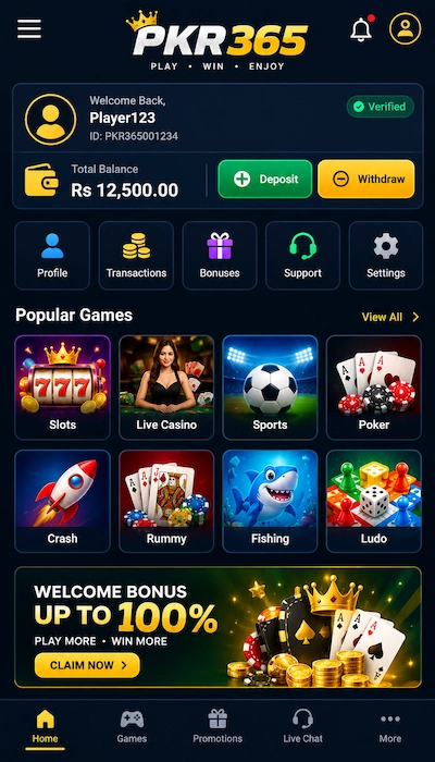 PKR 365 Game dashboard image