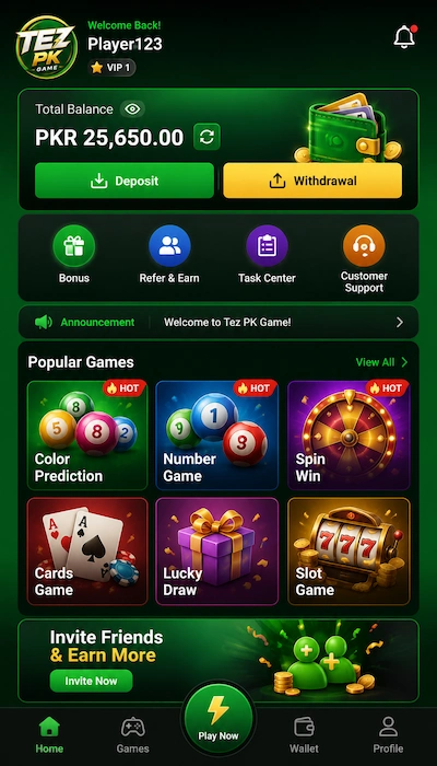 Tez Pk Game Dashboard image